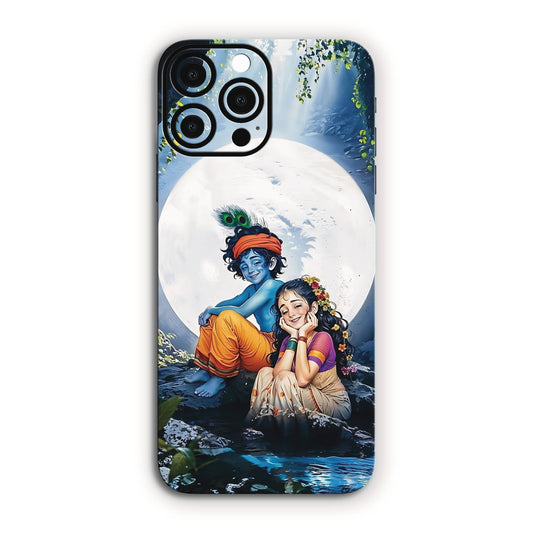 Krishna and Radha Under Full Moon Mobile Skin – Mystical Night Design