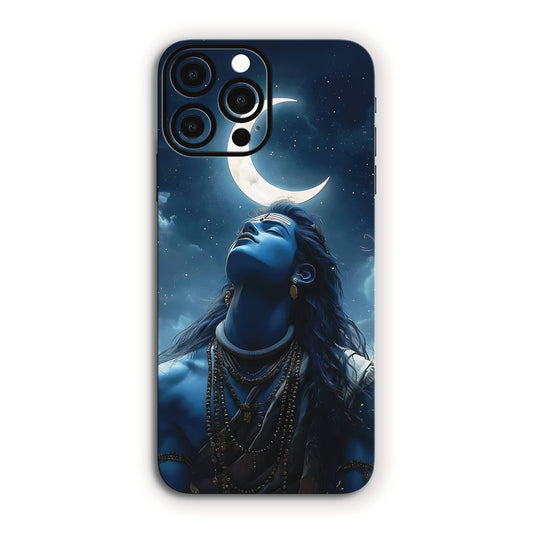 Shiva Crescent Moon Mobile Skin – Mahadev Cosmic Blue