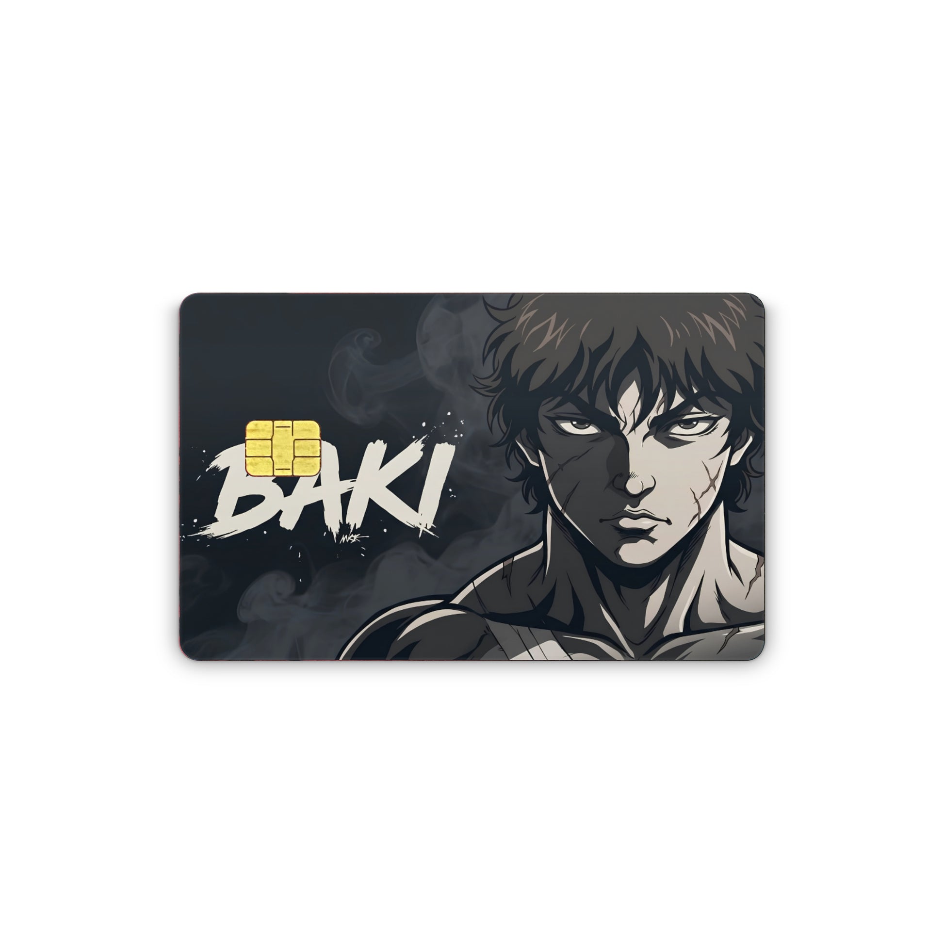 Card with anime character and 'Baki' branding on a dark background