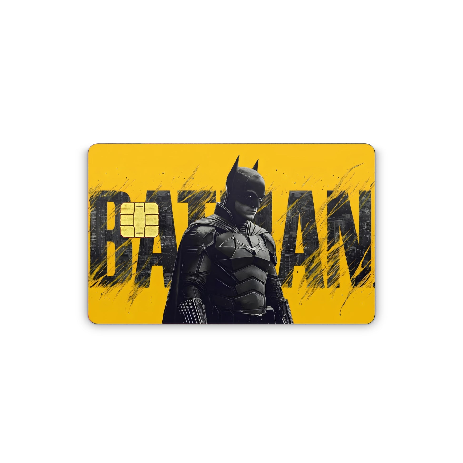 Batman graphic on a yellow background with the word 'Baztan'.