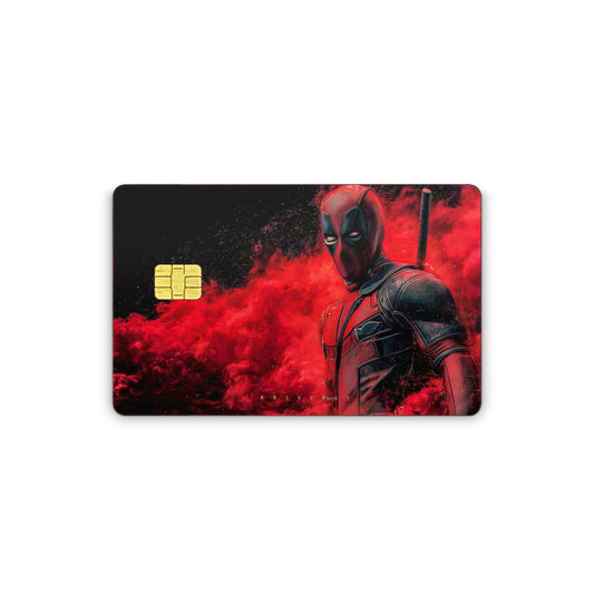 Card with a superhero design on a white background