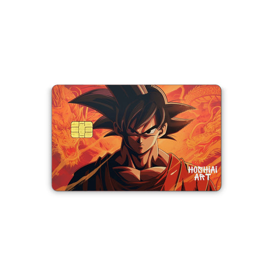 Card with a character design on an orange and red background