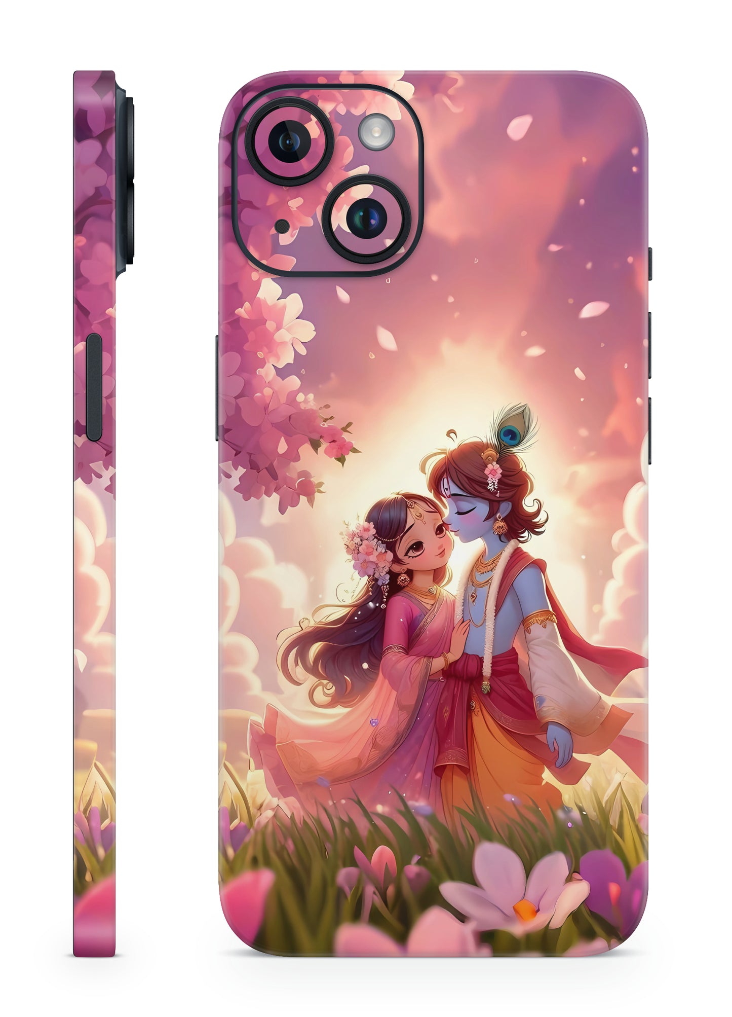 Eternal Love: Krishna & Radha Mobile Skin with Blossoms Mobile Skin