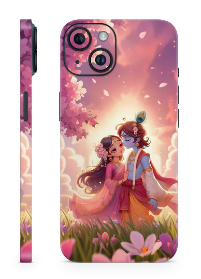 Eternal Love: Krishna & Radha Mobile Skin with Blossoms Mobile Skin