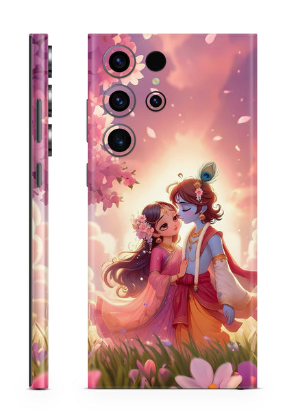 Eternal Love: Krishna & Radha Mobile Skin with Blossoms Mobile Skin