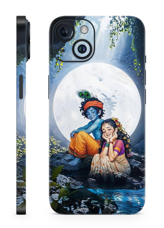 Krishna and Radha Under Full Moon Mobile Skin – Mystical Night Design