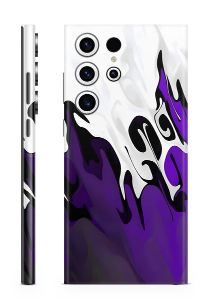 Liquid Waves Minimalist Designer Purple & White Mobile Skin