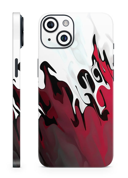 Liquid Waves Minimalist Designer Red & White Mobile Skin