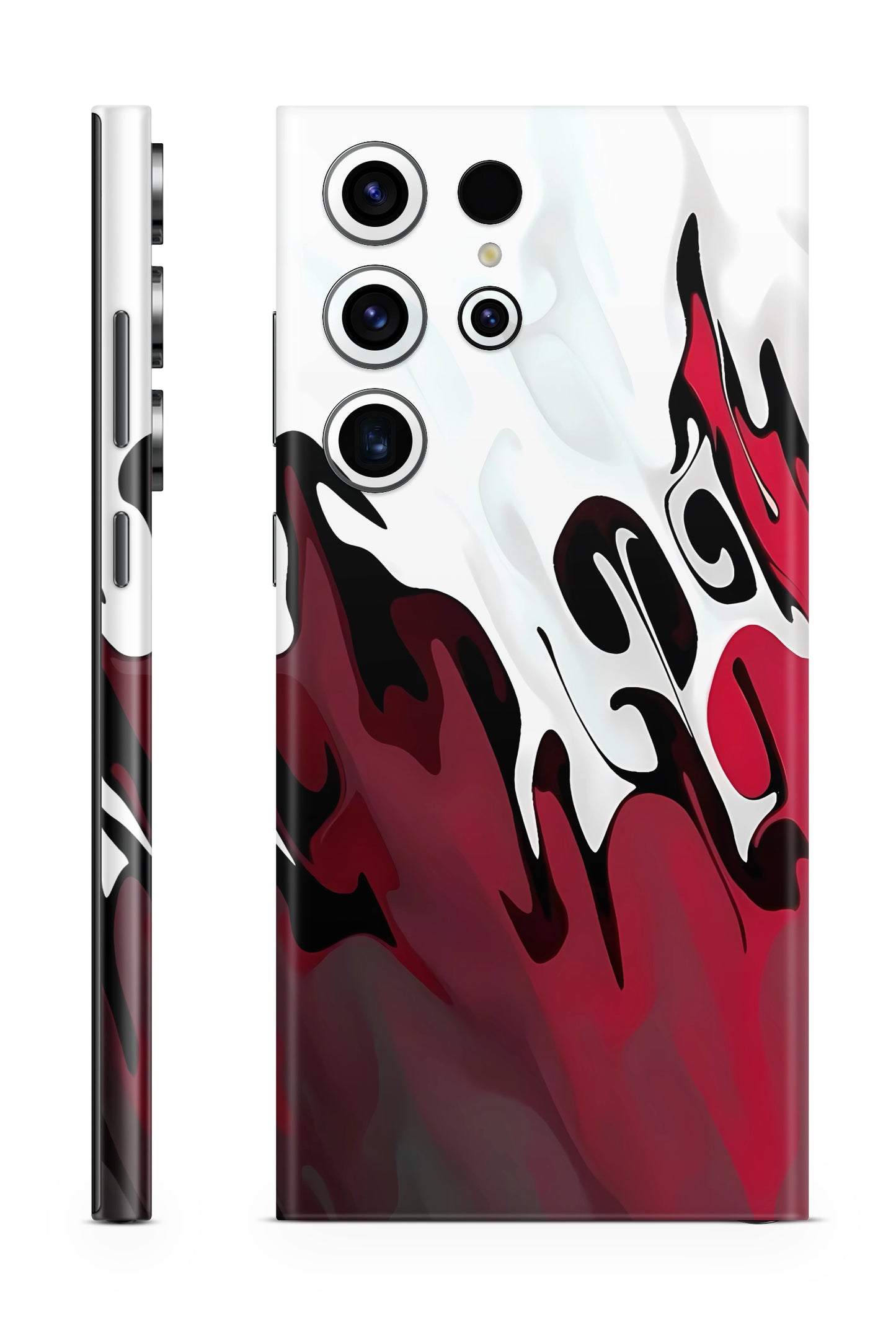 Liquid Waves Minimalist Designer Red & White Mobile Skin