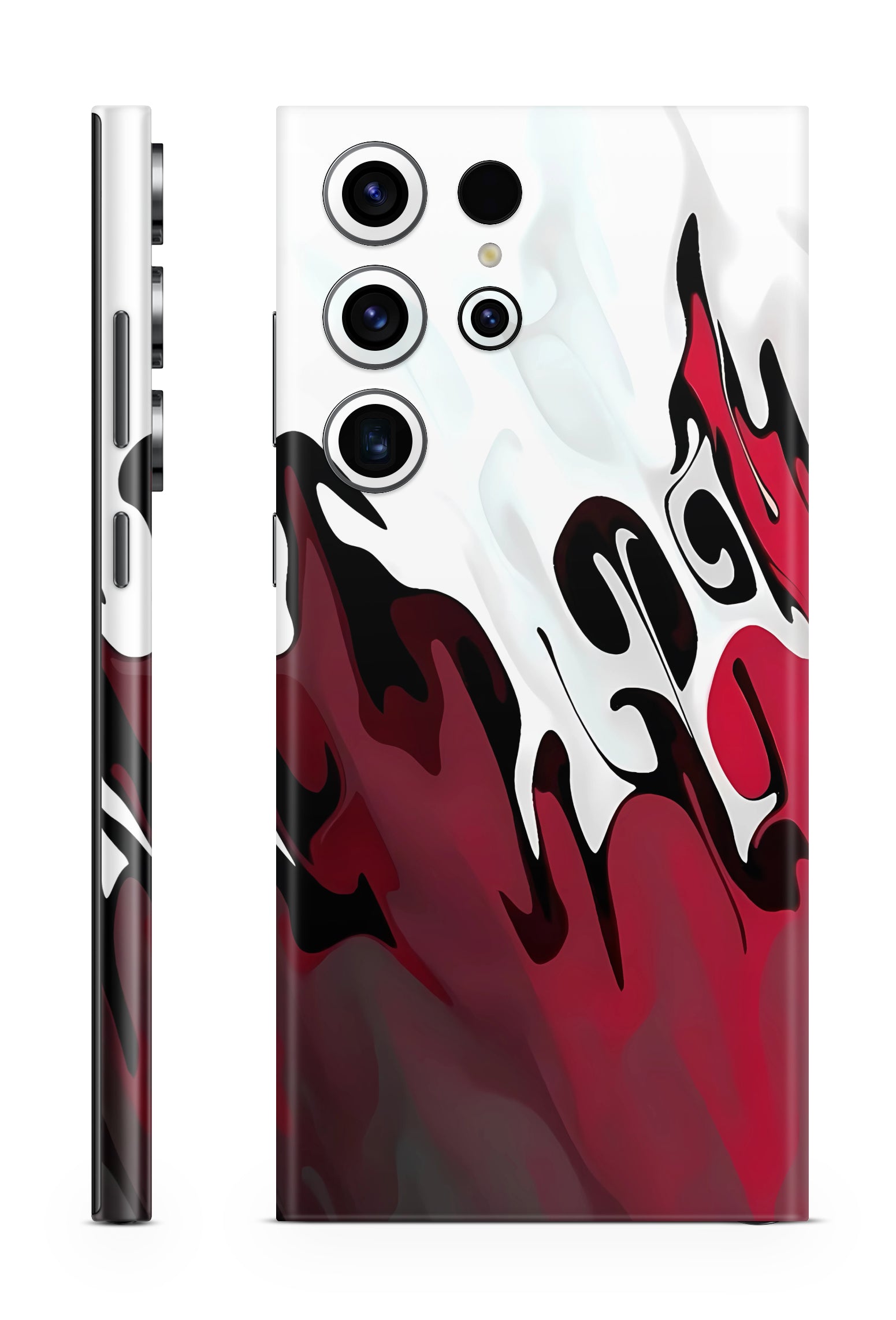 Liquid Waves Minimalist Designer Red & White Mobile Skin
