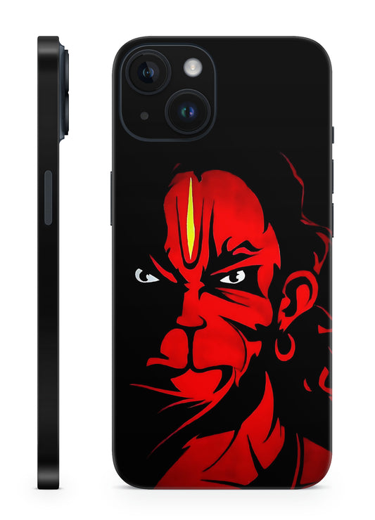 Lord Hanuman Intense Gaze Mobile Skin – Bold Red