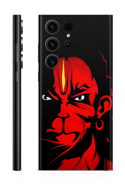 Lord Hanuman Intense Gaze Mobile Skin – Bold Red