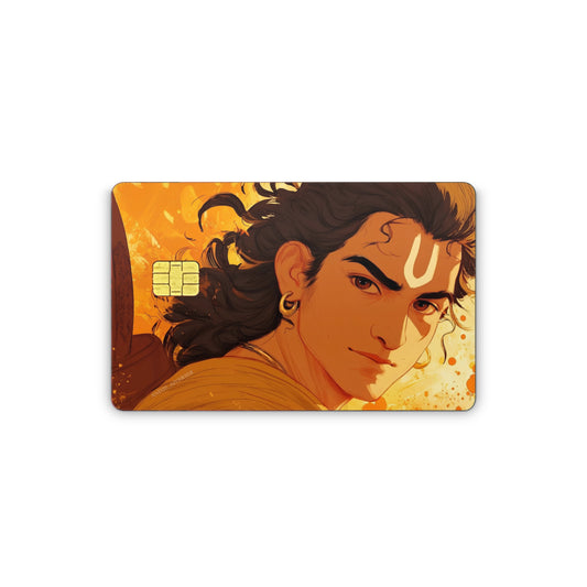 Card with an illustration of a person on a white background