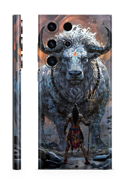 Mahadev & Nandi Cosmic Power Mobile Skin – Blue Glow