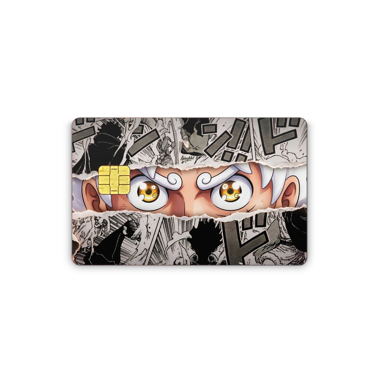 Card with anime character design on a white background