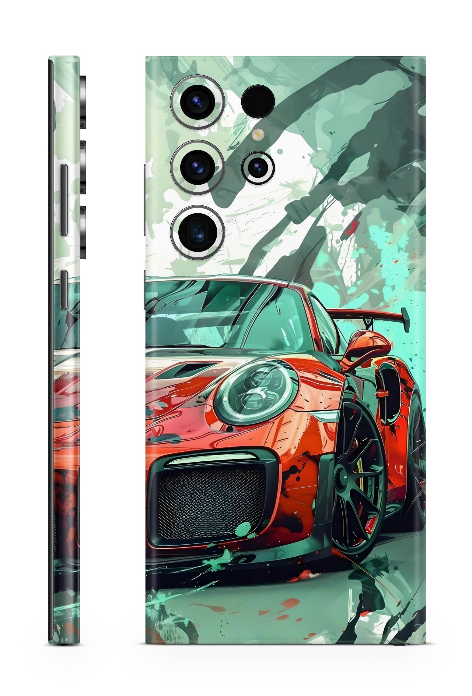 Porsche 911 Red & Green Mobile Skin
