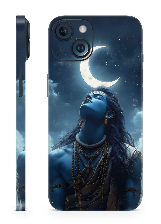 Shiva Crescent Moon Mobile Skin – Mahadev Cosmic Blue
