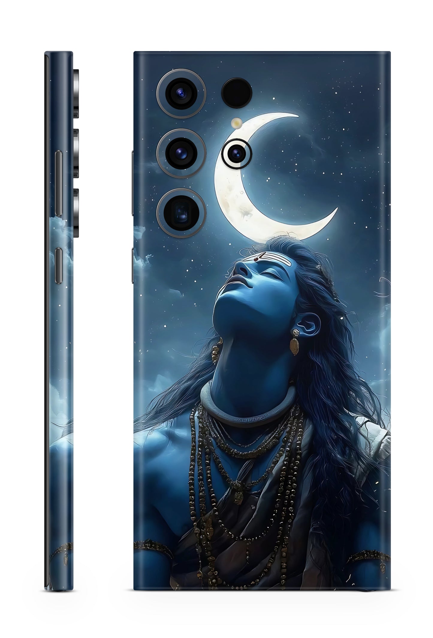 Shiva Crescent Moon Mobile Skin – Mahadev Cosmic Blue