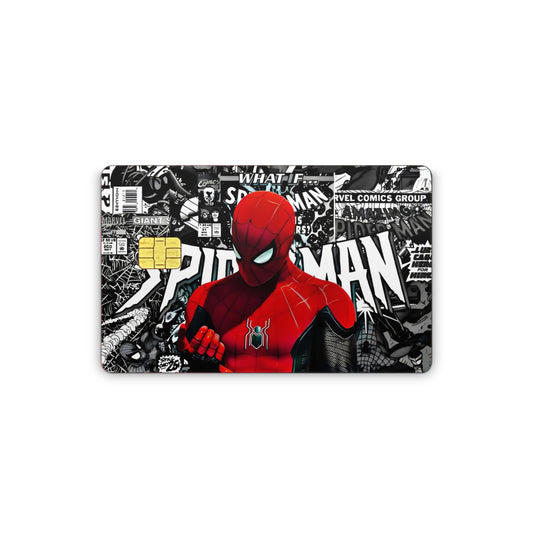 Card skin with Spider-Man design on a comic book background