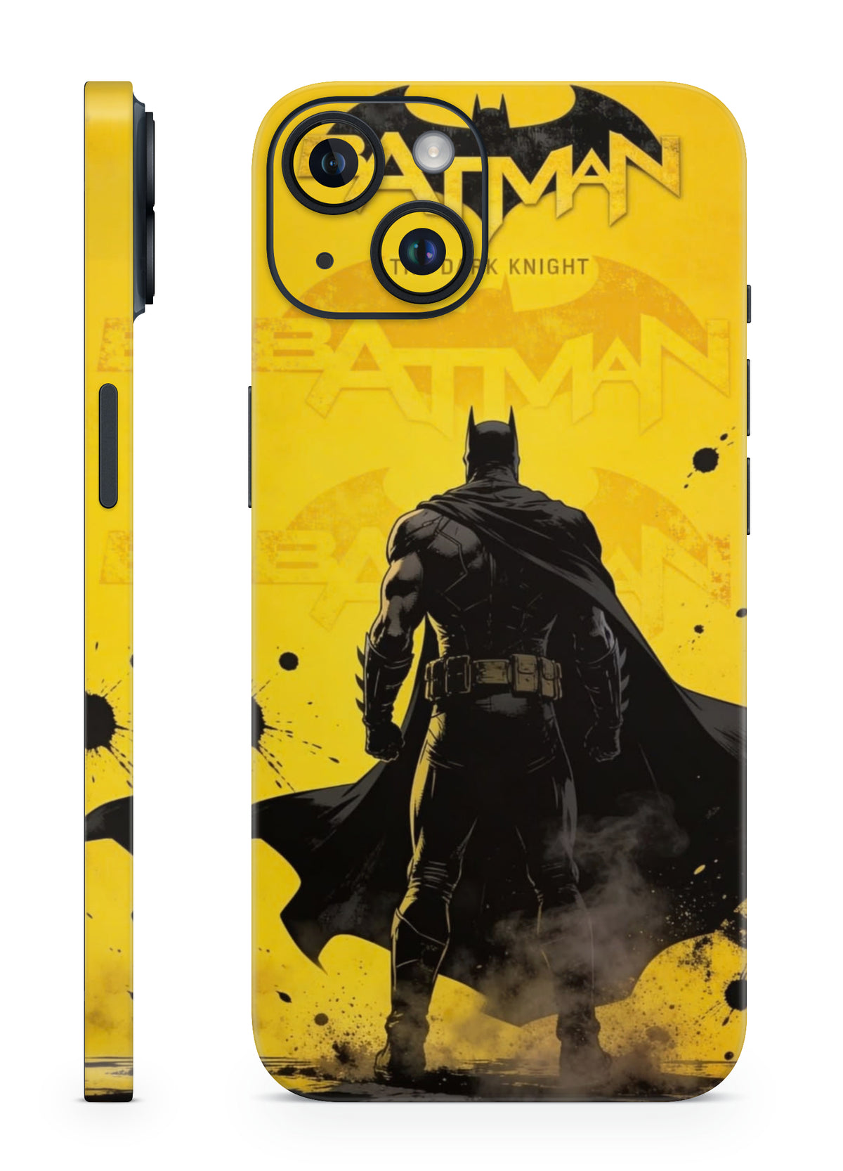 Batman The Dark Knight mobile skin featuring black silhouette on a bold yellow background