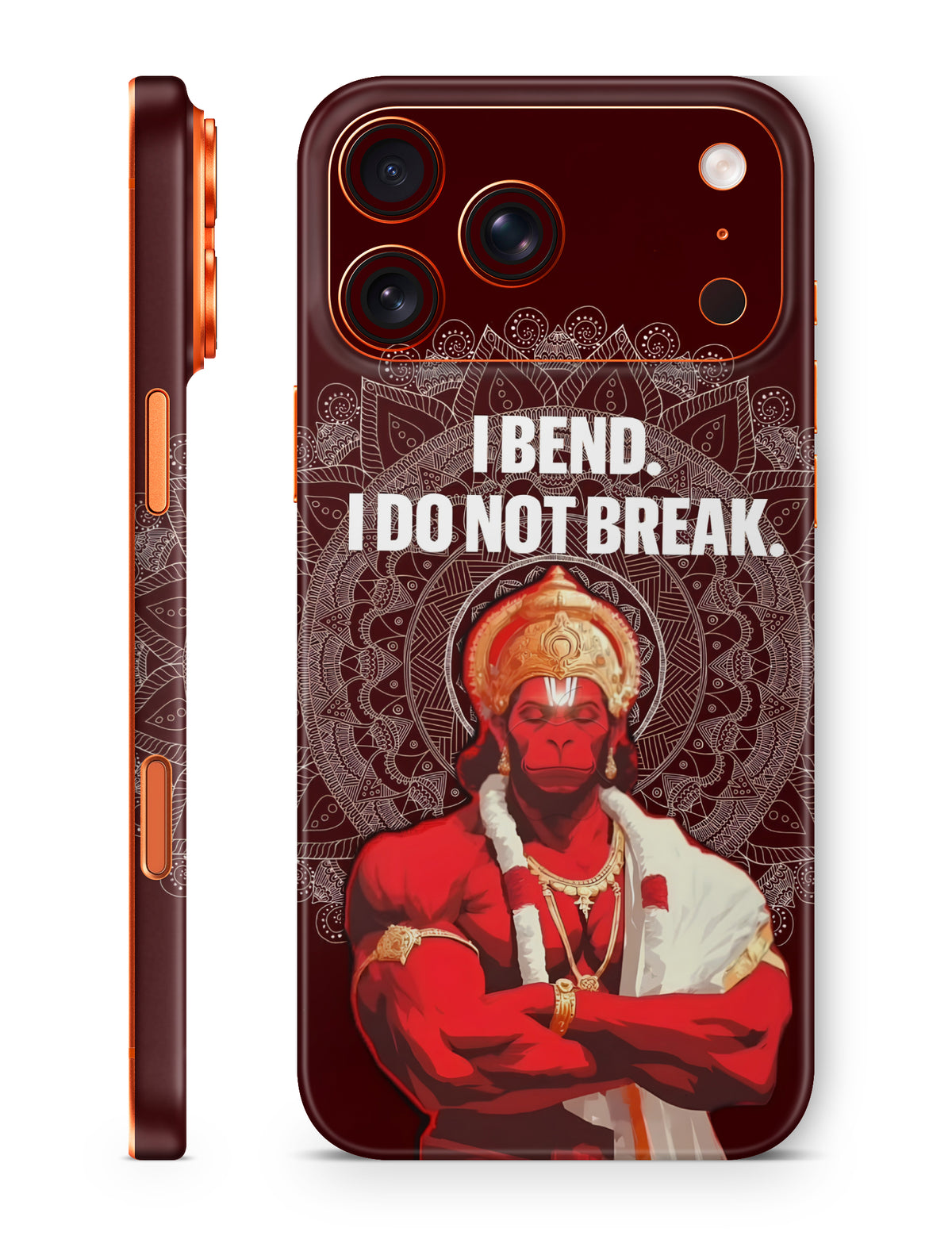 Lord Hanuman warrior artwork with deep maroon mandala design mobile skin by The Trendyy