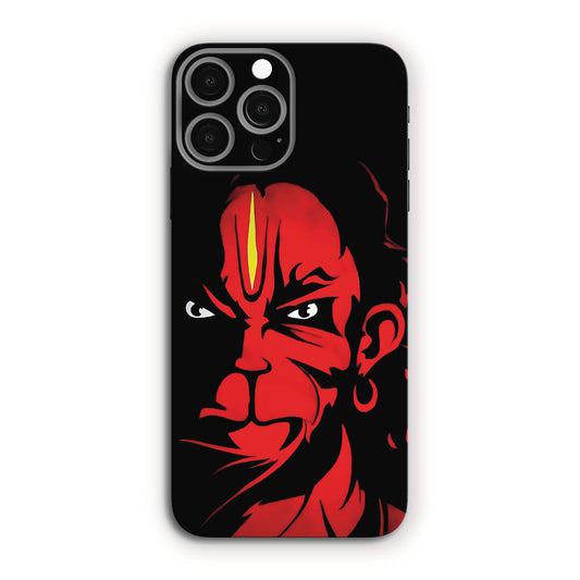Lord Hanuman Intense Gaze Mobile Skin – Bold Red