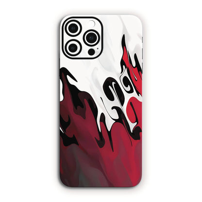 Liquid Waves Minimalist Designer Red & White Mobile Skin
