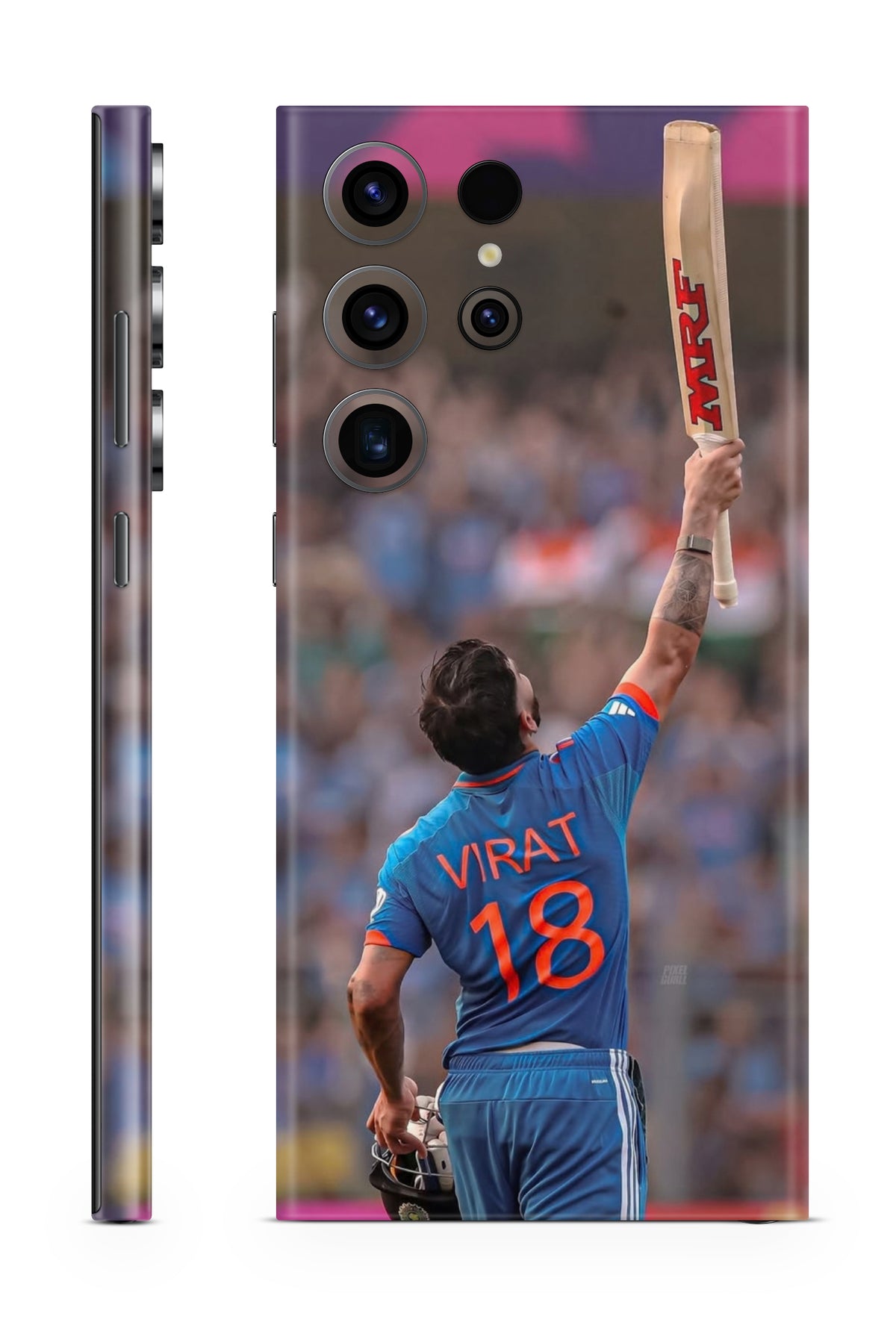 King Kohli cricket century bat raise celebration phone skin   