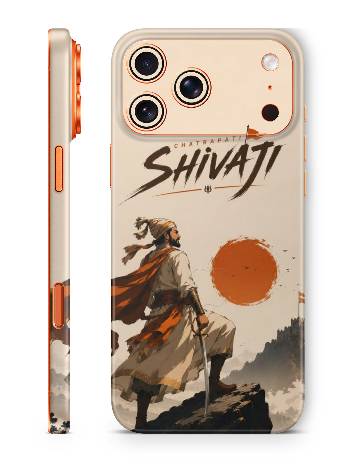 Chhatrapati Shivaji Maharaj fort cliff and sunrise artwork mobile skin