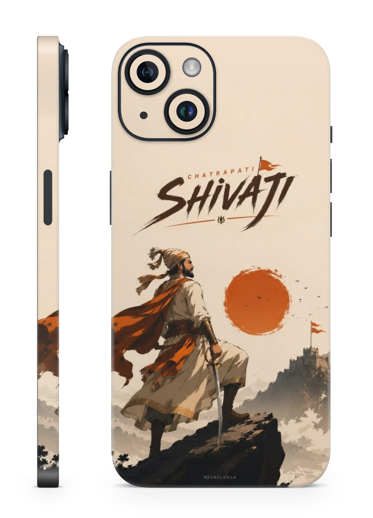 Chhatrapati Shivaji Maharaj fort cliff and sunrise artwork mobile skin